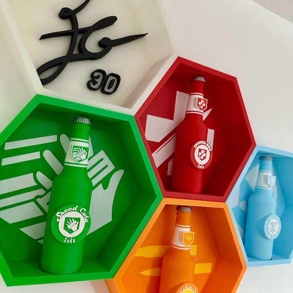 COD Zombies OG Perk Bottles with Hex Shelves - 3D Printed Gamer Decor