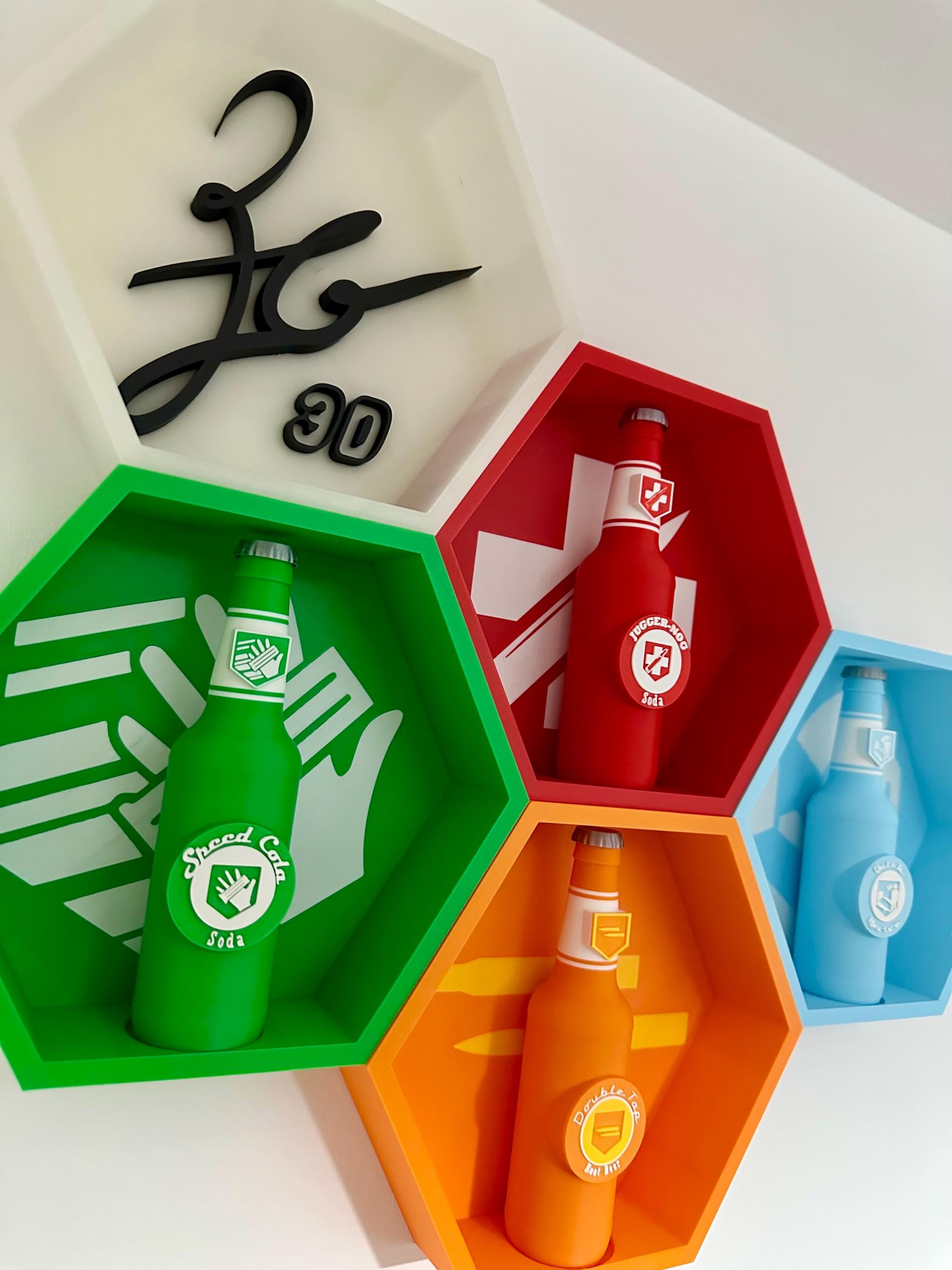 COD Zombies OG Perk Bottles With Hex Shelves - 3D Printed Gamer
