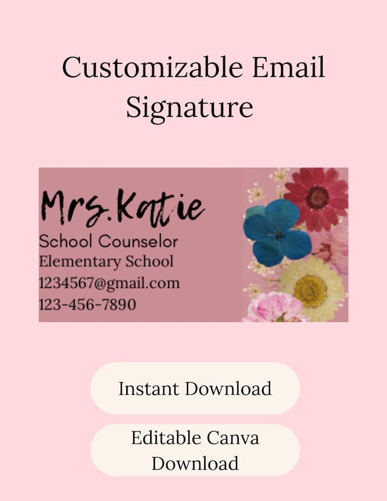 Editable Canva Email Signature for Teachers & School Counselors ...