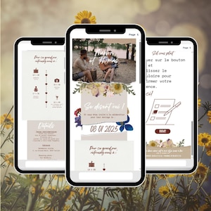 Faire-part Mariage Digital Animé Champêtre | Invitation Numérique Personnalisable | Kit Template Canva & Formulaire RSVP Bonus Inclus |