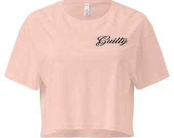Women’s Pink Crop Top | Guilty Graphic Shirt | Casual Streetwear Summer Tee