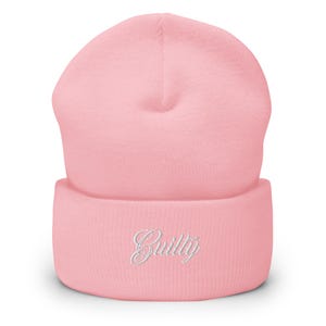 Pink Cuffed Beanie | Embroidered Knit Hat | Unisex Streetwear Winter Cap