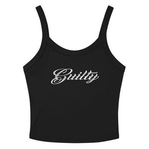 Black Ribbed Tank Top | Women’s Guilty Graphic Shirt | Edgy Streetwear Layering Top