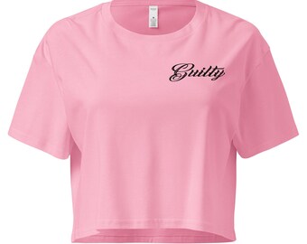 Women’s Bright Pink Crop Top | Guilty Graphic Shirt | Trendy Summer Festival Tee
