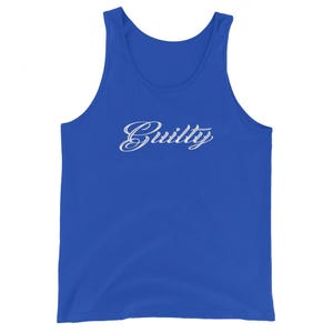 Royal Blue Guilty Logo Tank Top | Unisex Sleeveless Streetwear | Summer Gym Shirt