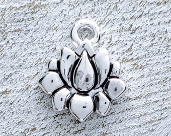 Silver Plated Mini Lotus Flower Charm, Qty. 1