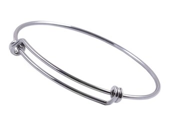 5, Adjustable Wire Blank Bangle Bracelet, 65 mm