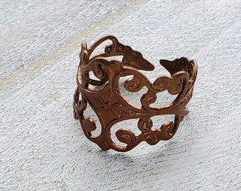 Vintage Patina, Filigree Finger Ring, Qty:1