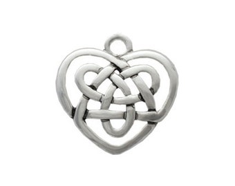 Silver Plated, Celtic Knot Heart, Charm, Qty.1