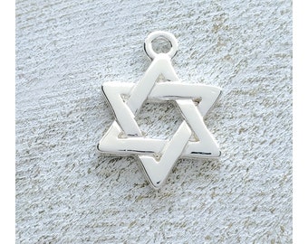 Silver Plated  Star Of David Charm, Qty.1