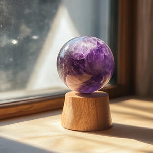 30mm Natural Amethyst Sphere – Polished Crystal Ball for Meditation, Decor, Energy Healing