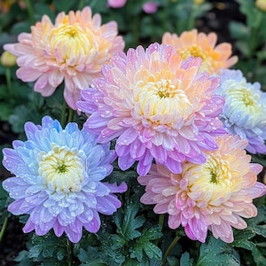 Regenbogen Chrysantheme Samen | Atemberaubende mehrfarbige Blume für Garten, Töpfe, Blumensträuße | Einfach zu züchtende, auffällige Blüten