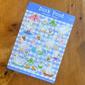 Duck Pond Sticker Sheet | Cute Planner Stickers | Glossy Paper Stickers | Kawaii | Duck Stickers for Journals & Scrapbooks | Silly Goose
