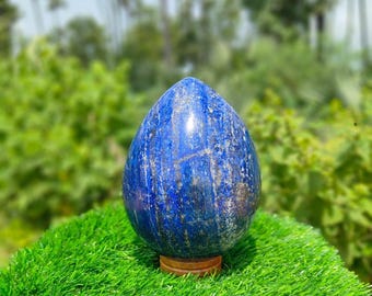 Large Lapis Lazuli Crystal Egg Natural Blue Gemstone Egg Polished Lapis Stone Decorative Crystal Home Office Decor Gift