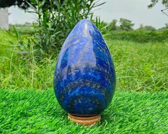 Large Lapis Lazuli Crystal Egg Natural Blue Gemstone Egg Polished Lapis Stone Decorative Crystal Home Office Decor Gift (2.1 Kg)