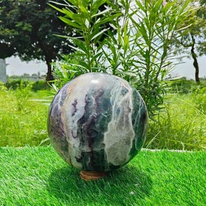 Multi Fluorite Sphere, Natural Fluorite Stone, Polished Fluorite Ball, Rainbow Fluorite Sphere, Healing Crystal Sphere, Decorative Gemstone