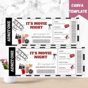 Printable Movie Gift Tickets: Cinema Birthday Party Boarding Pass (Instant Download)