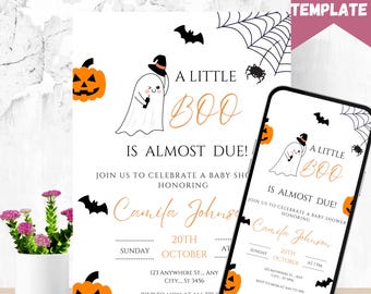 Halloween Baby Shower Invitation, Ghost Template (Digital Download)