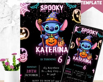 Lilo & Stitch Halloween Party Invitation: Spooky Birthday Template Digital Download