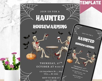 Haunted Housewarming Invitation, Editable Halloween Party Invite, Spooky New Home Printable, Instant Download