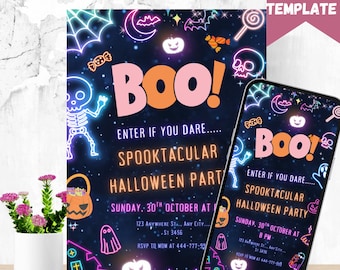 Neon Halloween Costume Party Invitation Template (Digital)