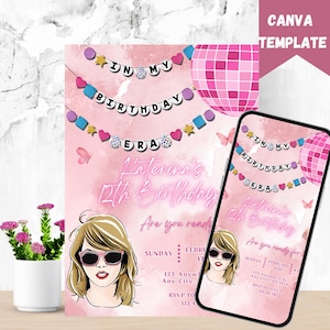 In My Birthday Era Invitation Template, Editable Canva Design Digital Download, Music Party Eras Party Invite, Friendship Bracelet Invite