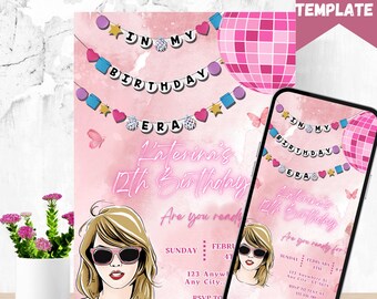 Eras Birthday Party Invitation Template, Editable Music Theme (Digital Download)