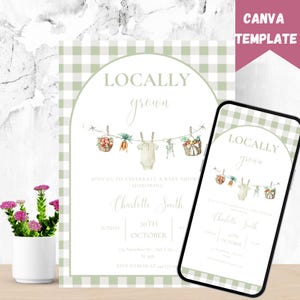 Locally Grown Baby Shower Invitation, Farmers Market Baby Shower Invitation, Locally Grown Invite, Home Grown Printable Invite