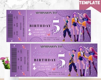 K-Pop Demon Hunter Birthday Invitation, Concert Ticket (Digital Download)