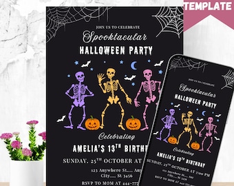 Halloween Birthday Invitation Template: Spooktacular Costume Party (Digital)