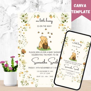 Winnie the Pooh Baby Shower Invitation: Gender Neutral Party (Digital Download)