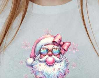 Retro Santa Blowing Bubble PNG, Funny Christmas Digital