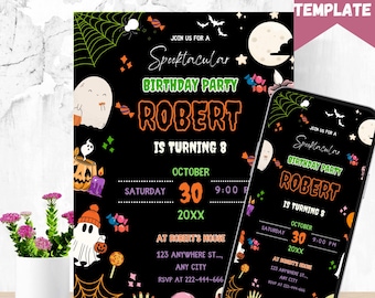 Spooky Halloween Birthday Invitation: Editable Party Invite (5x7, Mobile Downloadable Template)