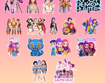 16 Huntrix Kpop Demon Hunters PNG, Kpop Idol Group Shirt design, Girl Dinner Png, Saja Boys Girls Bands Png, Huntrix fans, Digital Download