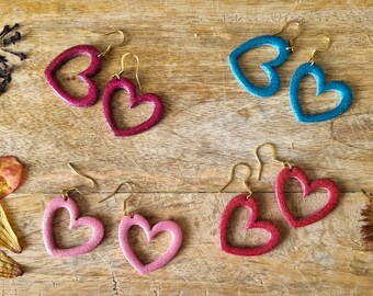 Boucles d'oreilles pailletées cœur et cerises - Acier inoxydable