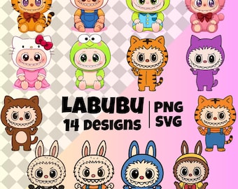 Cute Monster Designs SVG PNG Clipart Set, 14 SVG png Monster Designs, T-Shirt Sublimation Art, Cute & Creepy Creatures, Digital Download