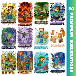 Mine PNG Clipart Bundle | Pixel Gamer Characters & Mining Art | Kids Birthday Party Decor | Digital Download with Transparent BG