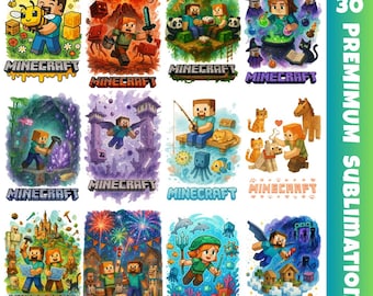 Mine PNG Clipart Bundle: Watercolor Gamer Art (Digital Download, 4500x4500 px)