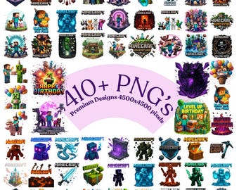 Paquete MEGA PNG de arte de juegos: más de 410 diseños, cumpleaños de gamer, imágenes superpuestas (descarga instantánea)