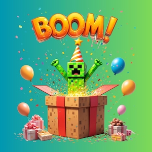 Mine Birthday PNG Clipart Bundle: Pixel Gamer Party Decor (Digital Download)