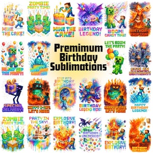 Gaming Birthday PNG Bundle: 30 T-Shirt Designs (300 DPI Instant Download)