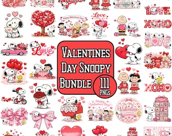 Snoopy Valentines Day Bundle 111 PNGs | Peanuts Valentine Digital Download | Snoopy Love PNG Sublimation Designs | High Resolution