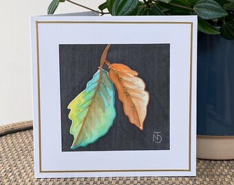 An Autum Greeting Card, Handpainted on Silk.