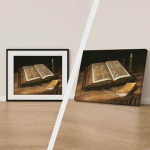 Vincent van Gogh Stillleben mit Bibel Druck, Vintage Wand Kunst Poster, Fine Art Leinwand, Klassisches Abstraktes Wohndekor