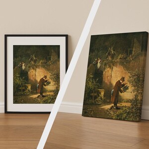 The Flower Friend Print by Carl Spitzweg, Vintage Wall Art Poster, Fine Art Canvas, Classic Romantic Decor