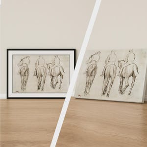 Edgar Degas Jockeys Bleistift Druck, Vintage Pferderennen Poster, Fine Art Wanddekor, Leinwand verfügbar