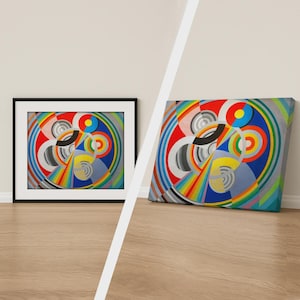 Print Robert Delaunay Rythme nr. 1, abstracte moderne poster, kleurrijke muurkunst, canvas beschikbaar