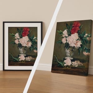 Impresión de Jarrón con rosas de Pentecostés de Edouard Manet, póster floral vintage, lienzo de bellas artes, decoración clásica de pared
