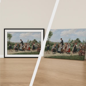 Albert Anker Print, Der Schulspaziergang Vintage Wall Art, Fine Art Poster, Classic Canvas Decor