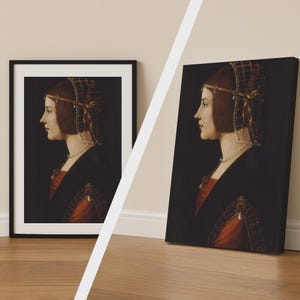 Léonard de Vinci Damenbildnis Beatrice d&#39;Este Impression, affiche portrait vintage, art mural classique, toile disponible